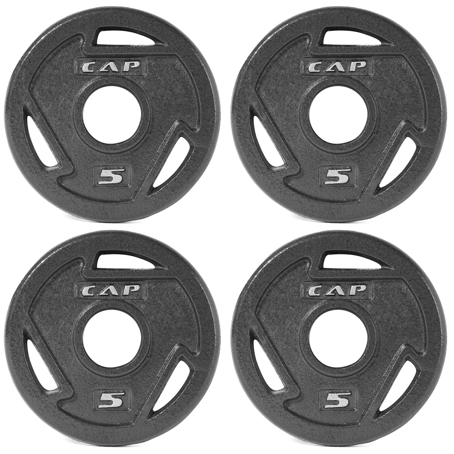 CAP Barbell 2-Inch Olympic Grip Weight Plate, 5 lb, Set of 4, 5 lb, Set of 4 Black (OPHWIS-005)