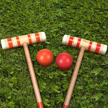 6 Player Croquet Set for Adults and Kids Croquet Lawn Game Kit with Wooden Stand for Backyard Lawn Yard Outdoor Games(28 Inch)