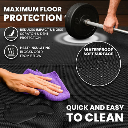 bemaxx Gym Mats Set - EVA Interlocking Foam Floor Tiles (12.6"x12.6"x0.4") Protective Gym Flooring