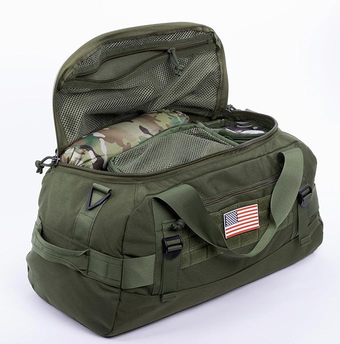 Tactical Duffle Bag MOLLE Gear Bag Carry on Travel Duffel Bag. Ideal for Hunting, Shooting Range, Law Enforcement, Camping, Travel. 35L