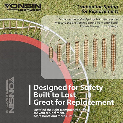 Trampoline Springs Heavy Duty with Swivel & Straight Hooks, Stainless Steel Trampoline Accessories Ideal Spring Replacement, Includes T-Hook Tool