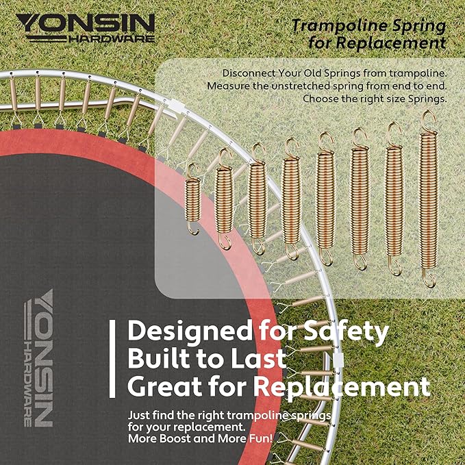 Trampoline Springs Heavy Duty with Swivel & Straight Hooks, Stainless Steel Trampoline Accessories Ideal Spring Replacement, Includes T-Hook Tool