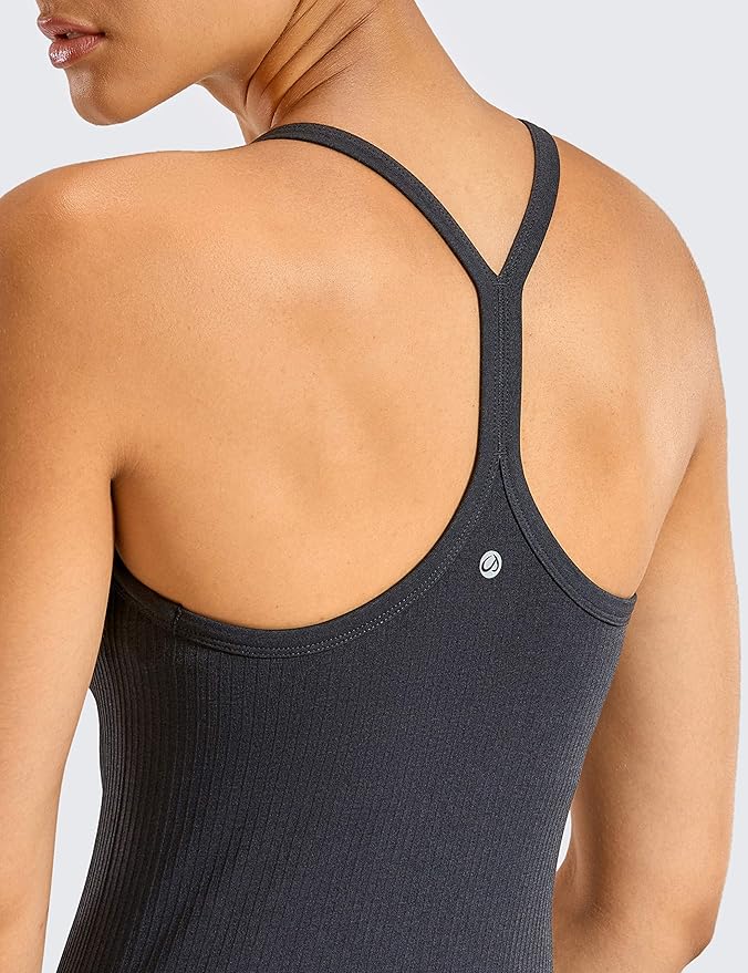 CRZ YOGA Seamless Workout Tank Tops for Women Racerback Athletic Camisole Sports Shirts with Built in Bra