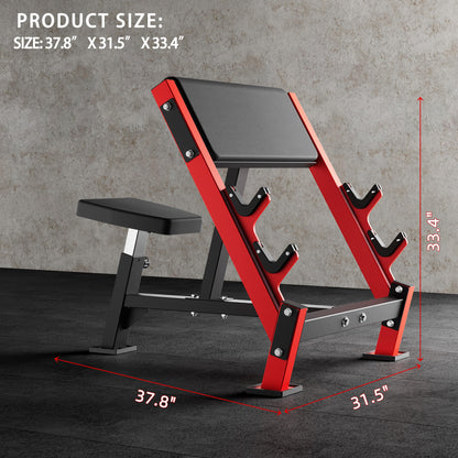 AOWINNOX Preacher Curl Bench, Seated Barbell and Dumbbell Workout Machine