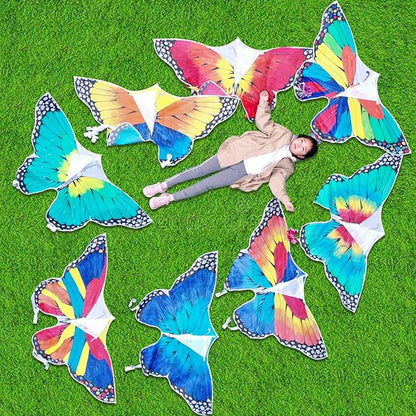 Simxkai Butterfly Kite for Kids & Adults, Easy to Fly Blue Big Kite for Beginners, Line Handle Included (1Pack 2Pack)