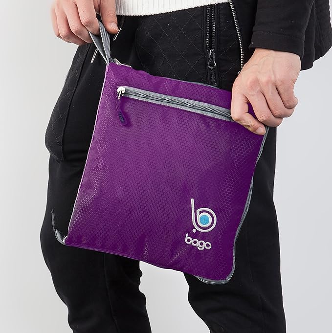 Bago Big XXL Foldable Duffel Bags for Traveling Women & Men - 140L Packable Duffle Bag for Travel with Shoe Compartment - Water Repellant, Heavy Duty, Lightweight Folding & Collapsible (Purple)
