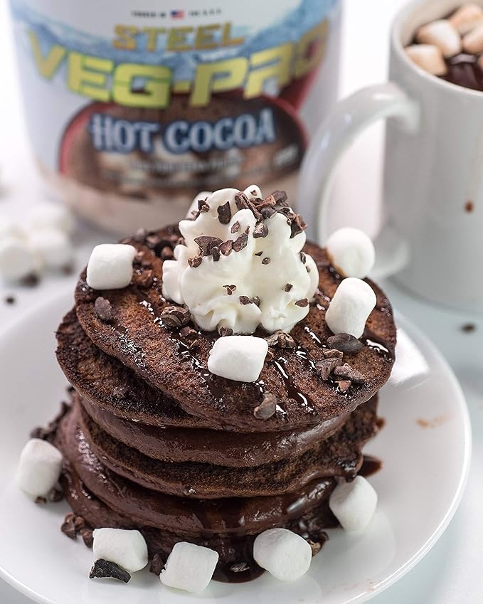 Steel Supplements Veg-PRO | Vegan Protein Powder, Hot Cocoa | 25 Servings (1.65lbs) | Organic Protein Powder with BCAA Amino Acid | Gluten Free | Non Dairy | Low Carb Formula