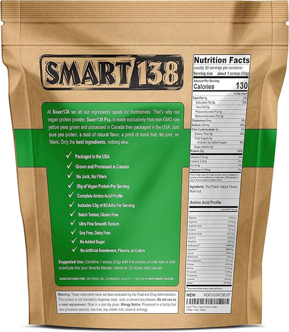 Vanilla Pea Protein, Ultra-Fine Powder, Vegan, Gluten-Free, Soy-Free, Dairy-Free, Non-GMO, USA/Canada, Keto (Low Carb), Natural BCAAs (1000g / 2.2lbs, Vanilla)