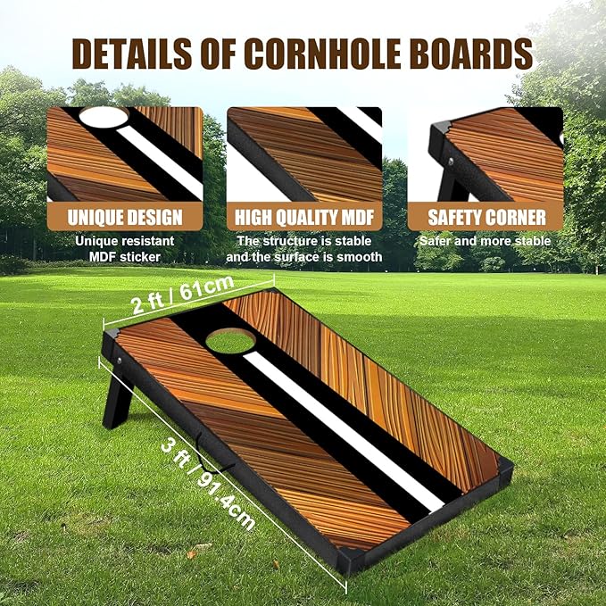 2’x3’ Cornhole Boards Set, Cornhole Outdoor Game Set - Corn Hole Toss Boards Set with 8 Cornhole Bags and 2 Cornhole Boards, Cornhole Sets for Adults Lawn Outside Backyard Games