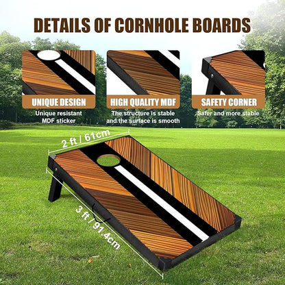 2’x3’ Cornhole Boards Set, Cornhole Outdoor Game Set - Corn Hole Toss Boards Set with 8 Cornhole Bags and 2 Cornhole Boards, Cornhole Sets for Adults Lawn Outside Backyard Games