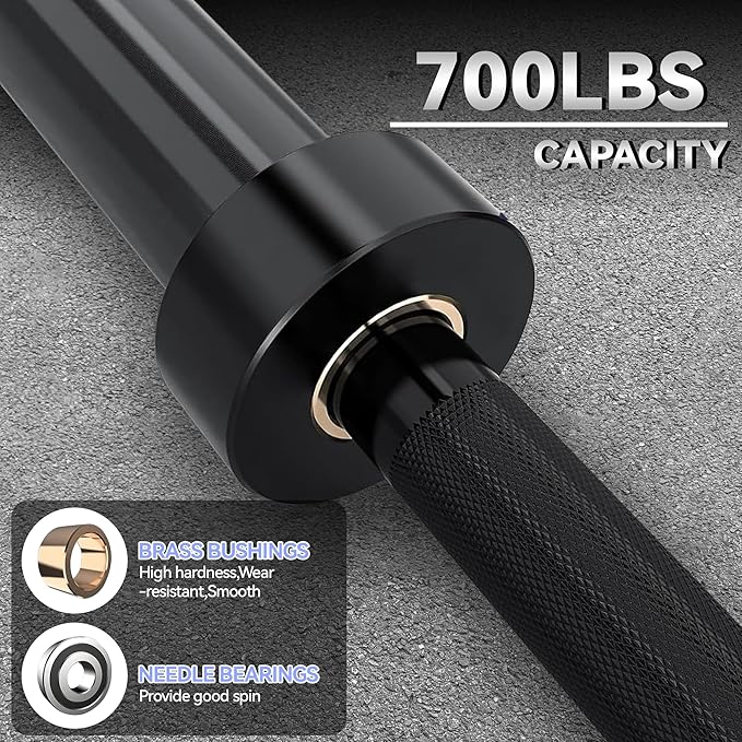 Barbell Bar for Weightlifting - 7FT Heavy Duty (1500LB/700LB), 4FT Short (500LB), 47" EZ Curl Bar - Fits 2" Standard Plates - Home Gym Strength Training