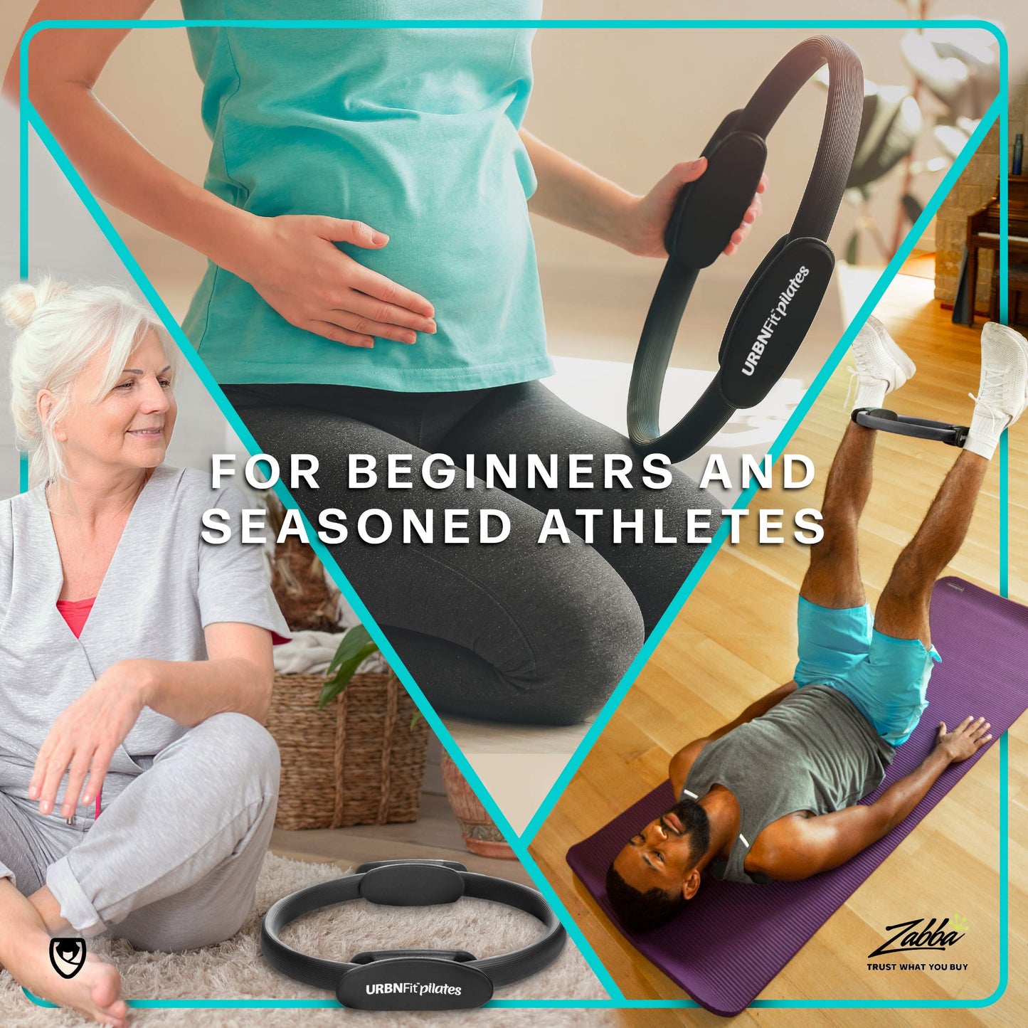 URBNFit Pilates Ring - 12" Magic Circle w/Dual Grip, Foam Pads for Inner Thigh Workout, Toning