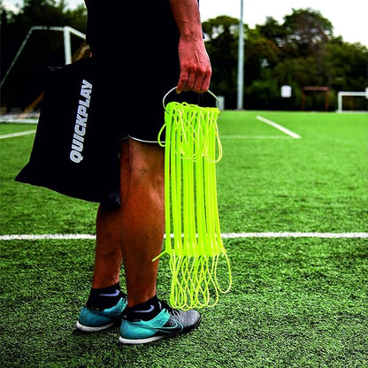 QuickPlay PRO No Tangle Agility Ladder with Quick Lock Adjustable Flat Rungs + Carry Bag (11-Rung) Multi-Sport Speed Training Ladder