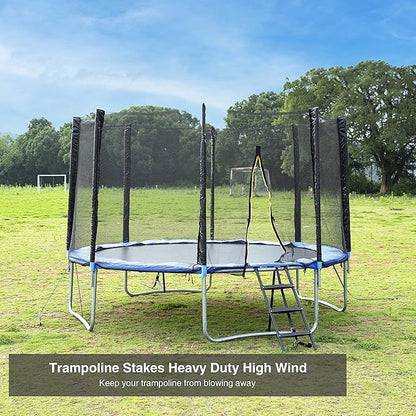 Trampoline Stakes Heavy Duty Strong and Galvanized Steel Corkscrew High Wind Anchor Kit for Trampoline Camping Tents Tie Down Anchors