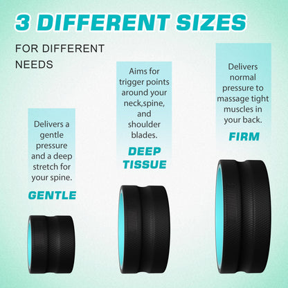Zomyove 3 Pack Back Roller- Yoga Wheel for Back Pain Reliefn & Stretching, Back Wheel for Deep