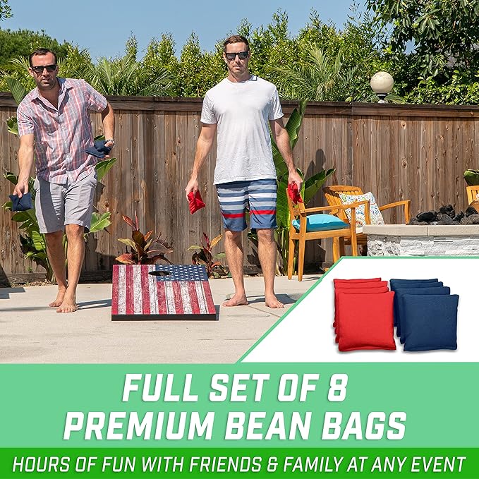 GoSports Portable Cornhole Sets, 8 Styles – Choose 4 x 2 ft or 3 x 2 ft - Boards Include 8 Bean Bags, Travel Case, and Game Rules