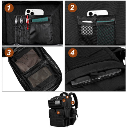 LHI Military Tactical Backpack for Men and Women 45L Army 3 Days Assault Pack Bag Large Rucksack