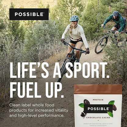 Possible Protein Powder Chocolate Cacao - 20g of Vegan, Plant-Based Protein Mix - Non-GMO, Non-Dairy, Gluten-Free - 3.5g of BCAAs - 9 Essential Amino Acids - 15-Day Supply - 1 Bag, 15 Servings