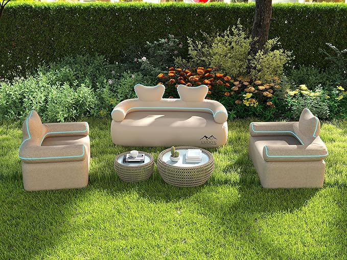 LUOOV Air Mattress Sofa Bed with Portable Air Pump,Folding Inflatable Sofa Camping Chair Couch Waterproof Outdoor Air Sofa Support 660 lbs for Camping Travel (Khaki Loveseat), Small Double