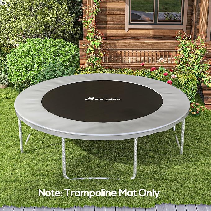 Soozier Trampoline Replacement Mat, Fits 12' Trampoline with 72 V Hooks, 5. 5" Springs, Trampoline Mat with 8 Rows of Stitching, Spring Pull Tool Spring, Frame not Included