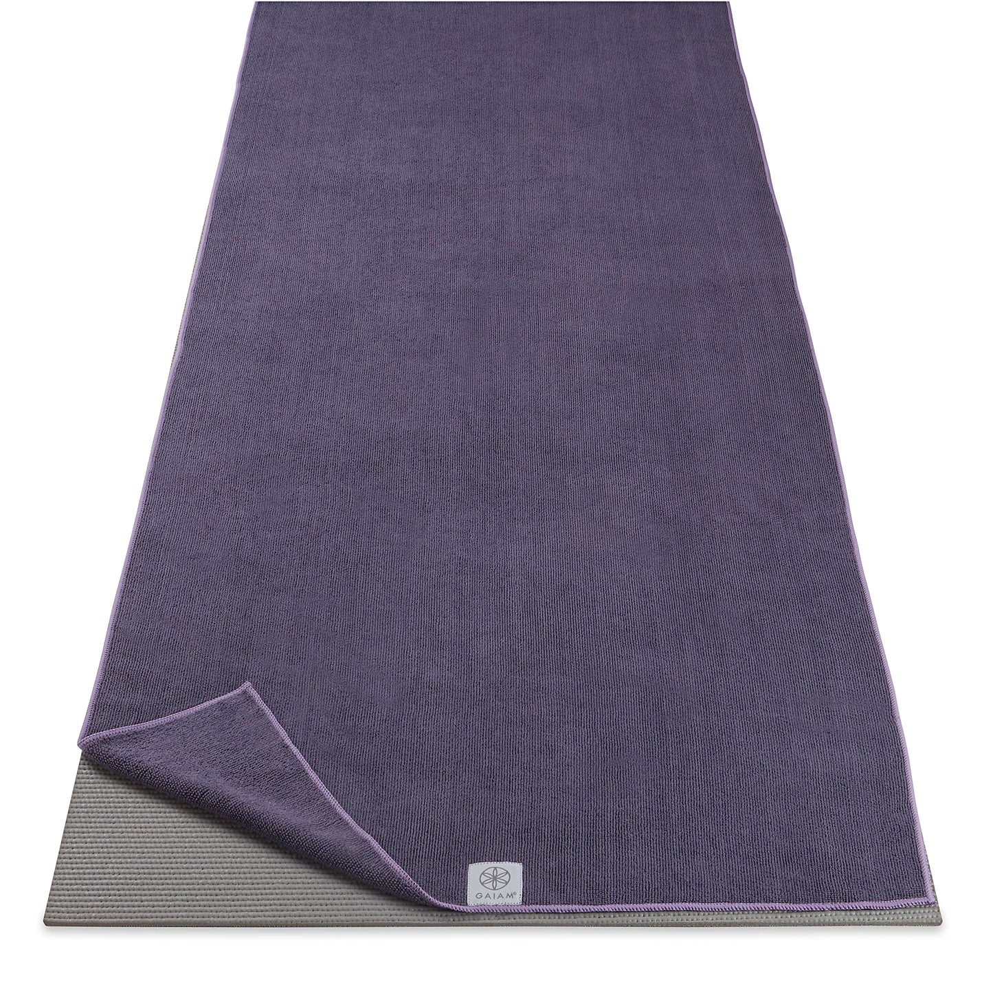 Gaiam Yoga Mat Towel, Non-Slip Microfiber, Hot Yoga (Heron Lilac)