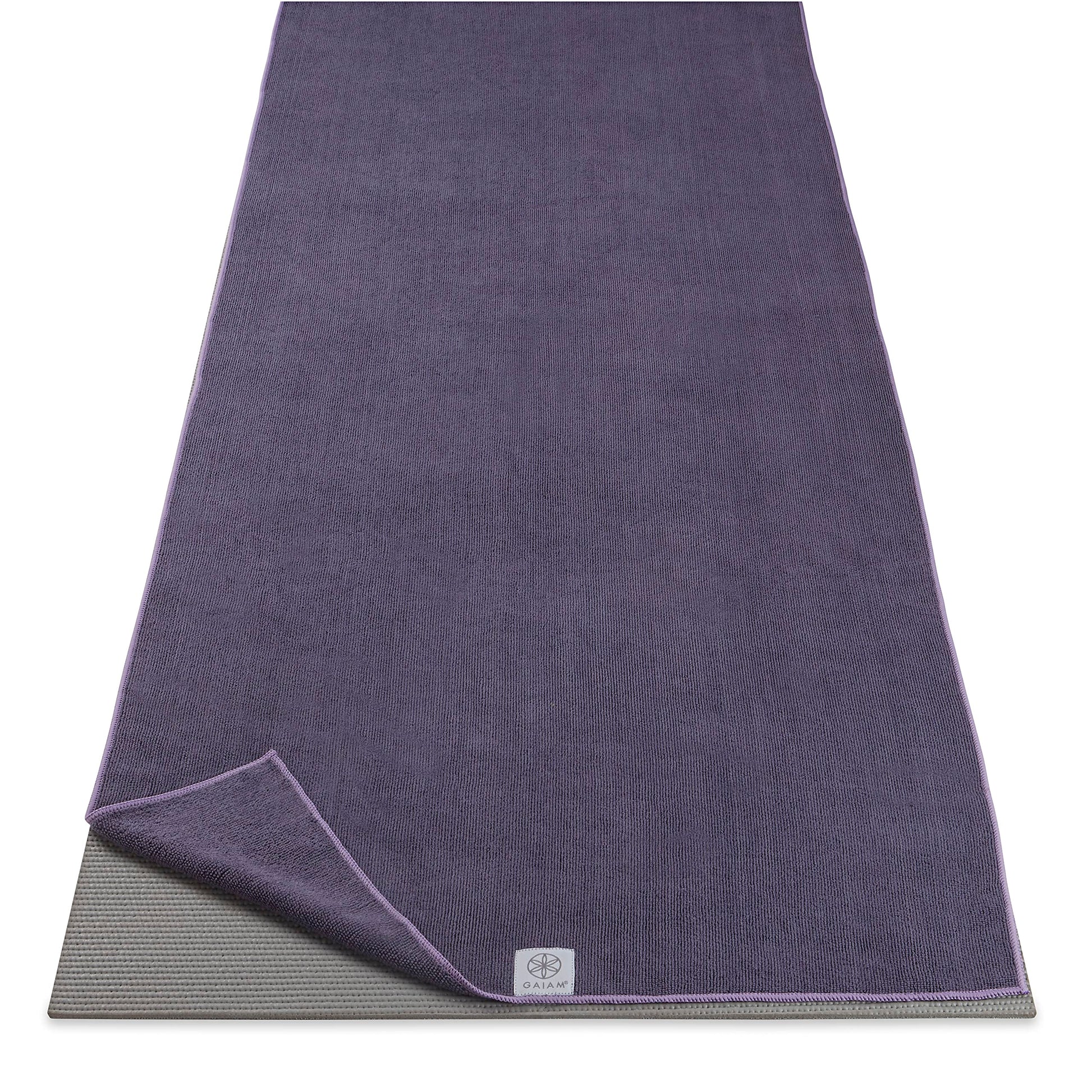 Gaiam Yoga Mat Towel, Non-Slip Microfiber, Hot Yoga (Heron Lilac)