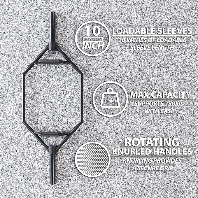 Synergee 20kg and 25kg Chrome or Black Olympic Hex Barbell Trap Bar with Rotating, Flat or Raised Handles for Squats, Deadlifts, Shrugs.