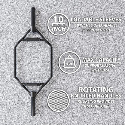 Synergee 20kg and 25kg Chrome or Black Olympic Hex Barbell Trap Bar with Rotating, Flat or Raised Handles for Squats, Deadlifts, Shrugs.
