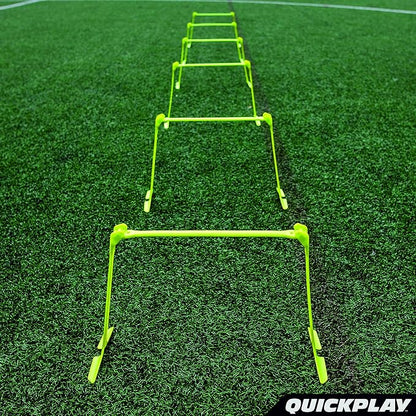 QUICKPLAY PRO Quick-Click Adjustable Speed Hurdles, Set of 6 | 3 Heights in One (6", 9", 12") | All-in-One Agility & Plyometric Training Hurdles | Patented, Portable & Durable