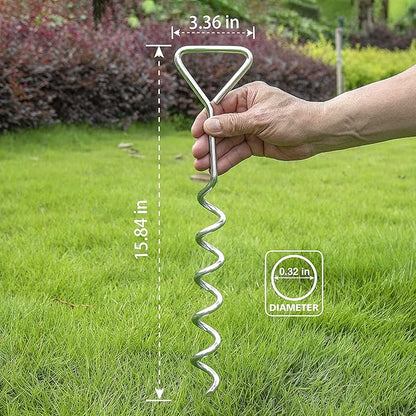 Trampoline Stakes Heavy Duty Strong and Galvanized Steel Corkscrew High Wind Anchor Kit for Trampoline Camping Tents Tie Down Anchors