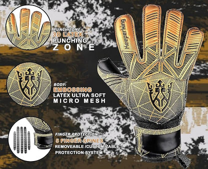 Soccer Goalie Goalkeeper Gloves for Kids Boys Youth & Adult,Latex Strong Grip Palms with Removable Finger Spines Protection Children Football Gloves for Training/Match(Sizes 5-10,6 Styles)