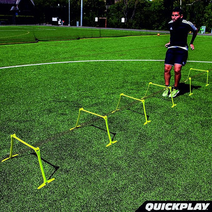 QUICKPLAY PRO Quick-Click Adjustable Speed Hurdles, Set of 6 | 3 Heights in One (6", 9", 12") | All-in-One Agility & Plyometric Training Hurdles | Patented, Portable & Durable