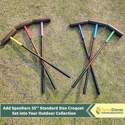 Six Player Croquet Sets, 35’’ Croquette Set with Premium Wooden Mallets/Colored Balls/Wickets/Stakes/Carrying Bag, Lawn Backyard Outdoor Game for Teenager Adult Family