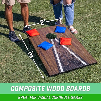 GoSports 3 x 2 ft Cornhole Board Set - Portable Outdoor Toss Game for Adults & Family - Includes Set of 8 Bean Bags with Built-in Storage - Choose Your Style