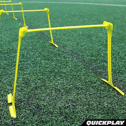 QUICKPLAY PRO Quick-Click Adjustable Speed Hurdles, Set of 6 | 3 Heights in One (6", 9", 12") | All-in-One Agility & Plyometric Training Hurdles | Patented, Portable & Durable