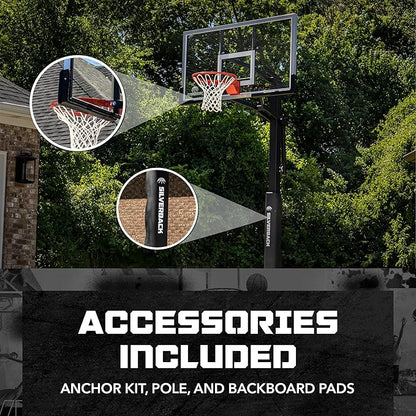 Silverback In-Ground Basketball Hoops, Adjustable Height Tempered Glass Backboard and Pro-Style Flex Rim. - Multiple Styles Available